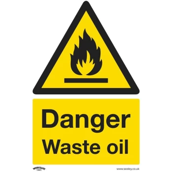 Image of SS60V10 Warning Safety Sign - Danger Waste Oil - Self-Adhesive Vinyl - Pack of 10 - Sealey