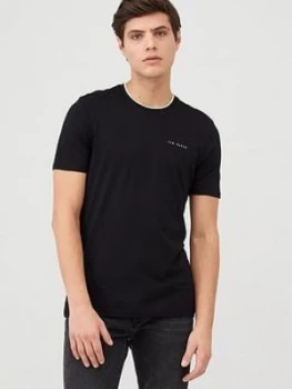 Ted Baker Short Sleeve Branded T-Shirt - Black, Size 6, Men