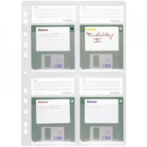 image of Durable Floppy disc folder punched pocket 4 floppy disks (3.5) Transparent 5 pcs 524319