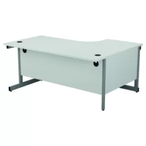 Jemini Radial Left Hand Cantilever Desk 1600x1200x730mm White/Silver KF801756