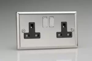 Image of Varilight 2 Gang Double 13 Amp Switched Socket, Classic Polished Chrome - XC5DB