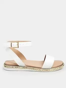 Image of Yours Extra Wide Fit Two Part Studded Sandal - White, Size 5Eee, Women