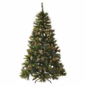 image of Pre Lit Artificial Pine Christmas Tree with PVC Needles 150cm