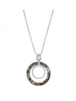 Image of Mood Silver Plated Abalone Circle Pendant Necklace
