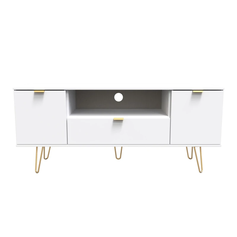Image of Ready Assembled 2 U Fuji 2 Door 1 Drawer Wide TV Unit (Ready Assembled) in White White Unisex