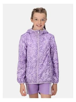 Image of Regatta Kids Animal Print Lever Waterproof Jacket - Lilac Print, Lilac Print, Size 9-10 Years, Women