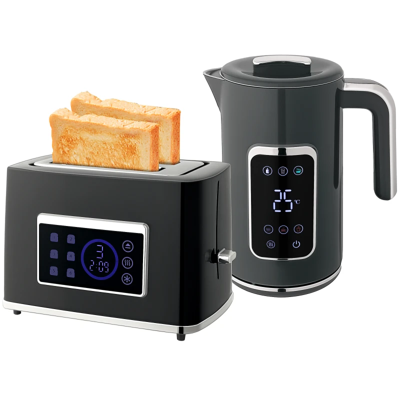 Image of HOMCOM 1.7L 3000W Boil Kettle & Toaster Set in Grey Size: 2 Pack Grey Unisex 2 Pack