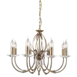Image of 8 Light Chandelier Aged Brass Finish, E14