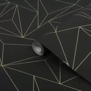 Next Scatter Geo Black Metallic Effect Smooth Wallpaper