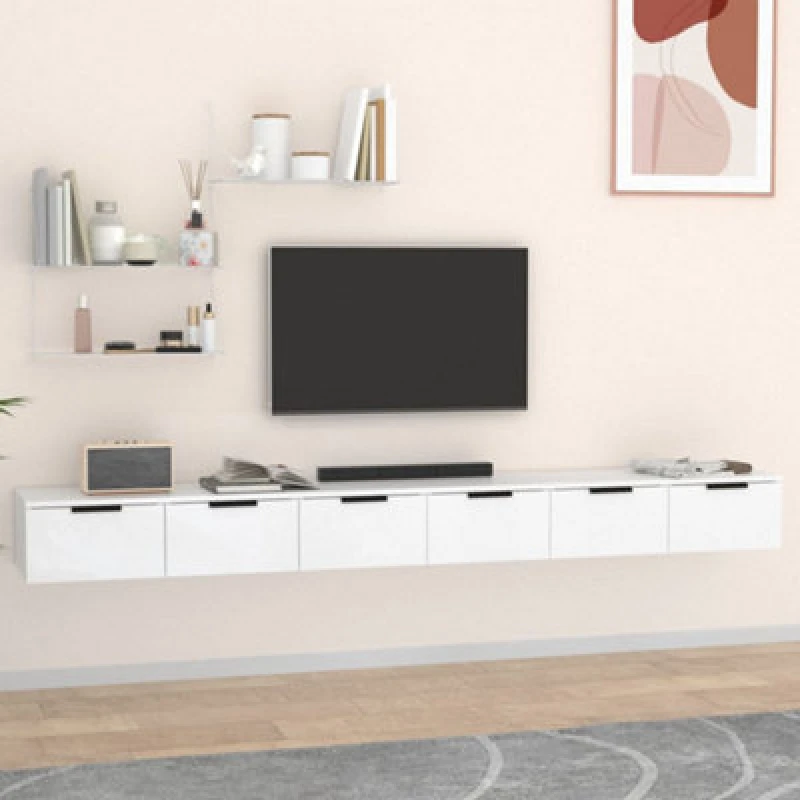 Image of Vidaxl Wall Cabinets 2 Pcs White 102X30X20 Cm Engineered Wood, White 3115900