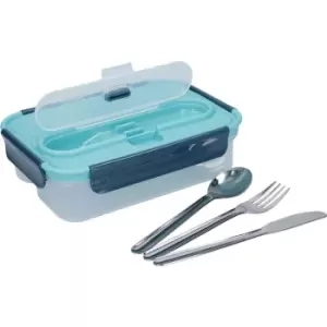 image of Built Retro 1 Litre Lunch Box with Cutlery - Blue