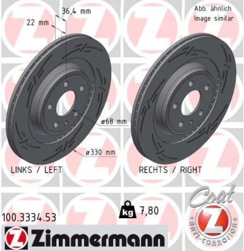 Image of ZIMMERMANN Brake disc ZIMMERMANN 100.3334.53