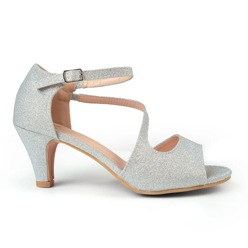 Image of Wheres That From Silver Glitter Beatrice Low Kitten Heels Silverglitter female 5
