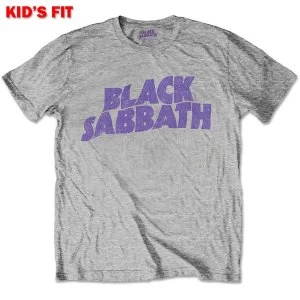 Image of Black Sabbath - Wavy Logo Kids 11 - 12 Years T-Shirt - Grey
