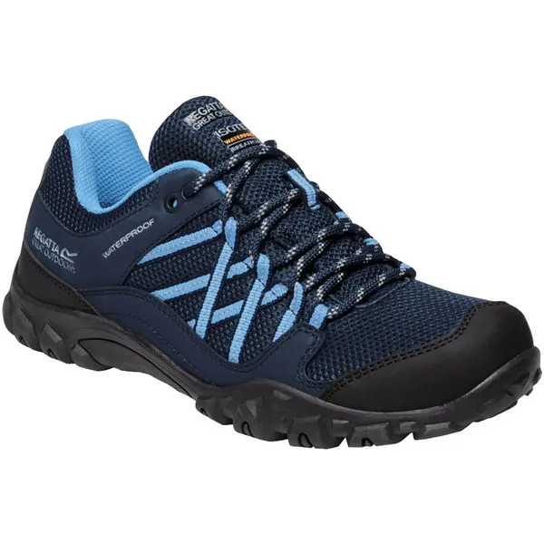 image of Regatta Womens Edgepoint III Waterproof Light Walking Shoes UK Size 6 (EU 39) Navy/Blueski RWF617-525-6