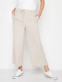 Long Tall Sally Linen Blend Cropped Trousers - Natural, Size 12, Women