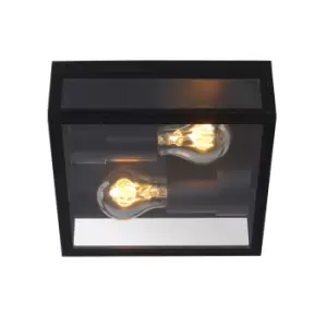Image of Dukan Modern Flush Ceiling Light Outdoor - 2xE27 - IP65 - Black