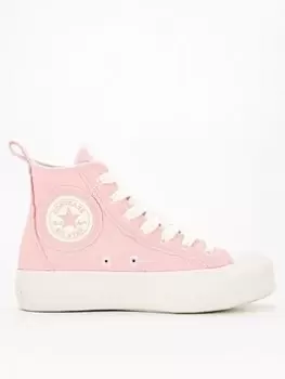 Image of Converse Womens Chuck Taylor All Star Lift Hi Top Trainers - Pink, Size 4, Women