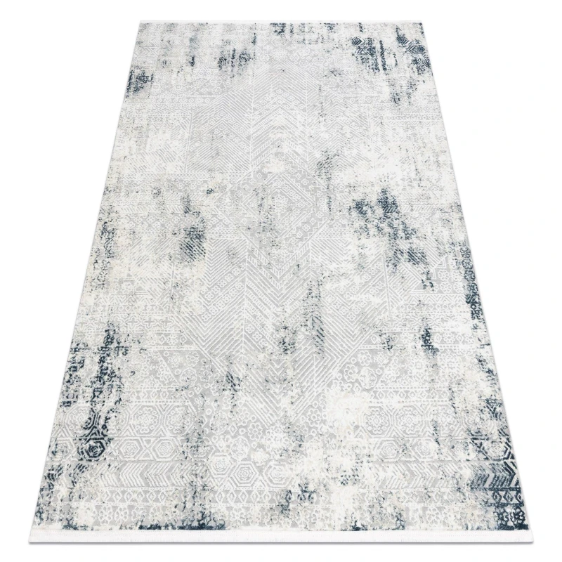 Image of RugsX Modern Carpet Duke 51558 Cream / Blue - Geometric Vintage Structured, 80X150 Cm