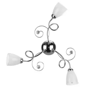 Image of Luigia Multi Arm Semi Flush Ceiling Lamp, Chrome, Glass