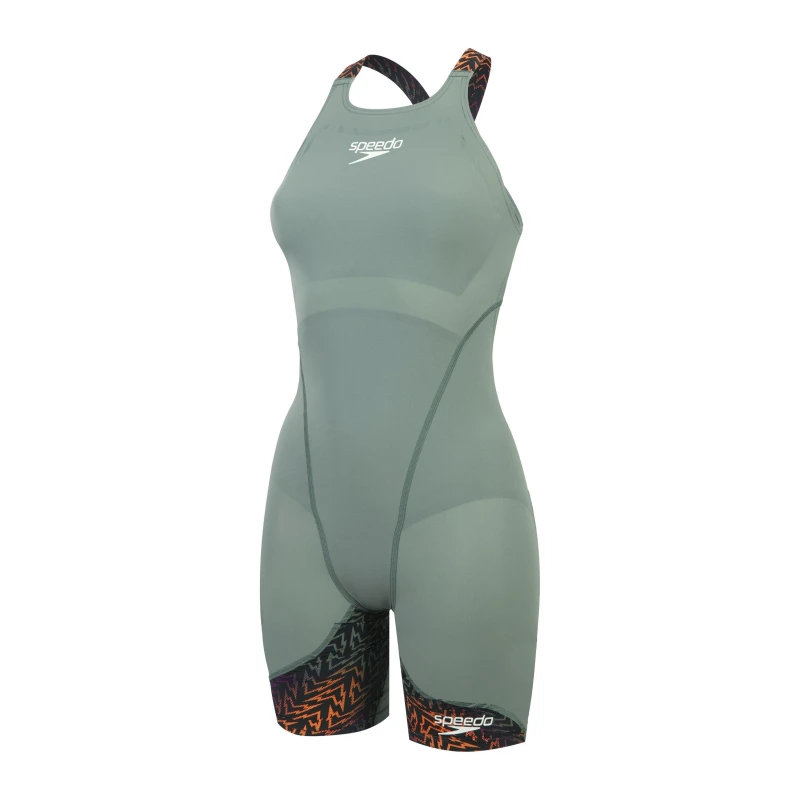 Image of Speedo Womens Fastskin LZR Ignite Boyleg Swimsuit Green/Orange female 24