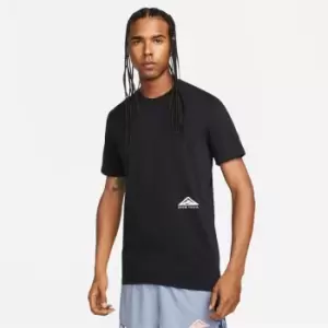 Image of Nike Dri-FIT Mens Short-Sleeve Trail Running Crew - Black