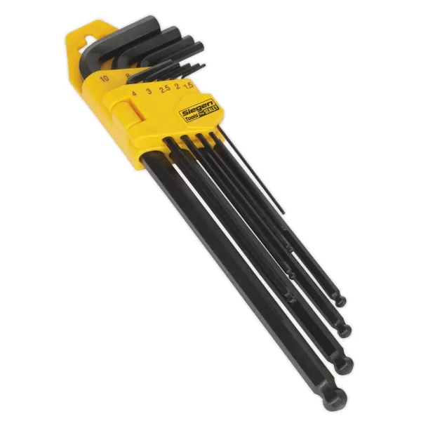 Image of Genuine SEALEY S01094 Ball-End Hex Key Set 9pc Extra-Long Metric