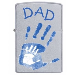 Image of Zippo Dad Handprints Satin Chrome Windproof Lighter