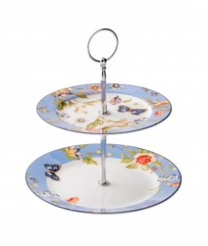 Image of Aynsley Cottage Garden Two Tiered Cake Stand Red
