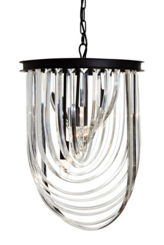 Image of Orsina Large Black Pendant Light, Boutique Ceiling Light With Crystal Drops, Strong Iron Chain Hanging Fixture
