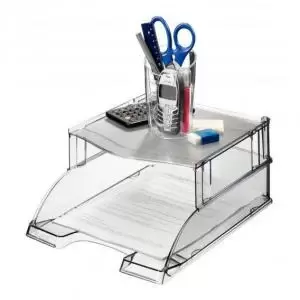 Image of Leitz Plus Letter Tray Riser Transparent Smoked Grey - Outer carton of
