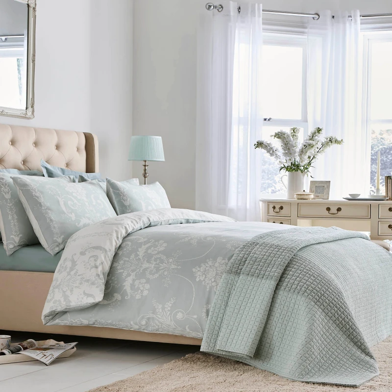 Image of Laura Ashley Josette Duvet Cover Bedding Set Duckegg