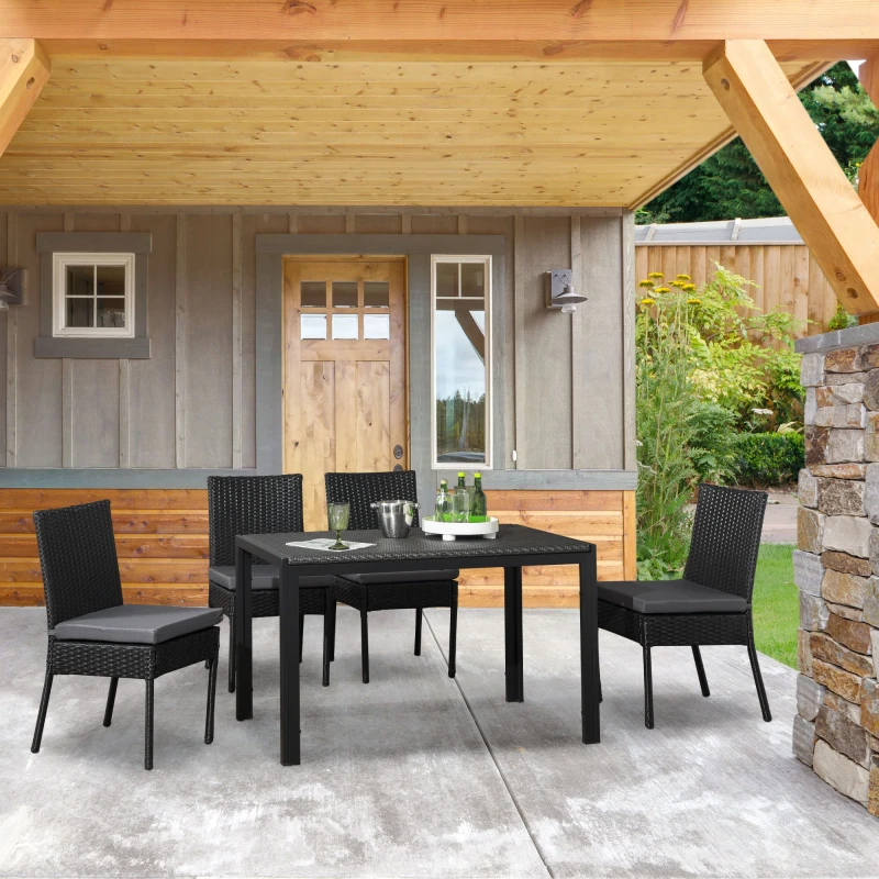 Image of Outsunny 4 PCs Rattan Garden Chairs with Cushion - Outsunny 5056725510756