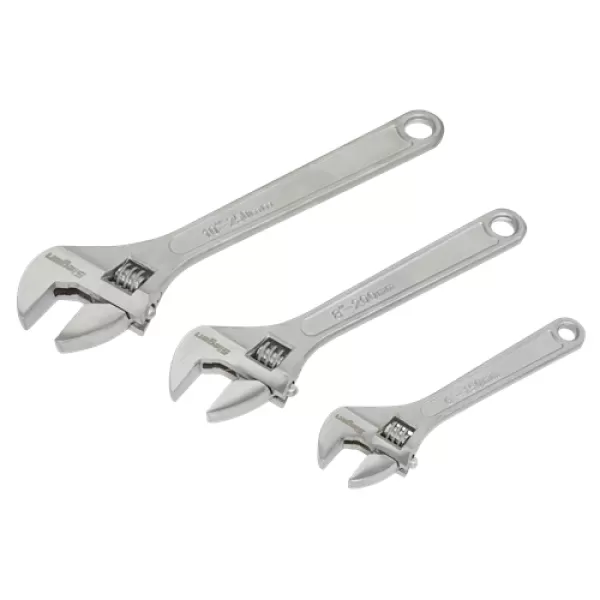 image of Genuine SEALEY S0448 Adjustable Wrench Set 3pc 150, 200 & 250mm