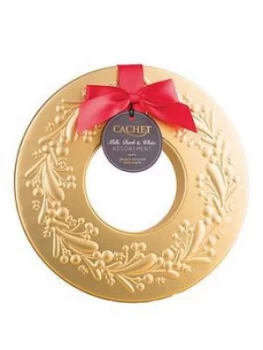 image of Cachet Christmas Wreath Tin Of Assorted Belgian Chocolates 260G