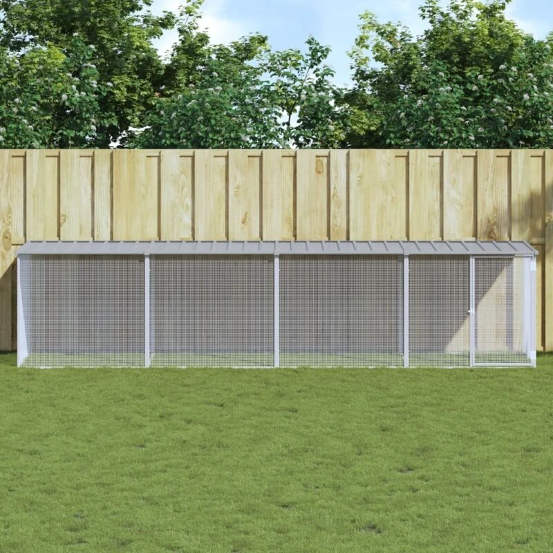 Image of VIDAXL Chicken Cage with Roof Light Grey 403x98x90cm Galvanised Steel vidaXL 8720845916701