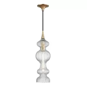 image of Pomfret 1 Light Pendant With Clear Glass Brass, Glass