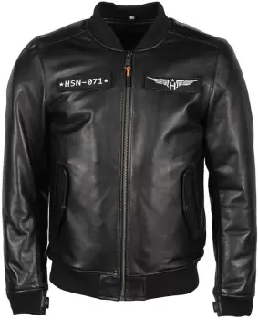 Image of Helstons Helico Motorcycle Leather Jacket, black, Size 2XL, black, Size 2XL