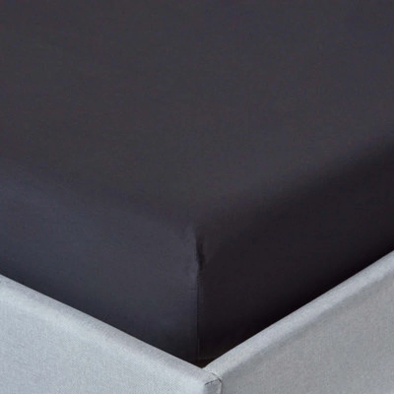 Image of Homescapes Black Egyptian Cotton Fitted Sheet 200 Tc, Small Double