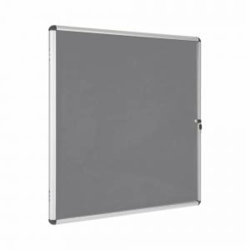 Image of Bi-Office Enclore Display Case Grey Felt Acrylic Aluminium Frame 12xA4 VT660103150