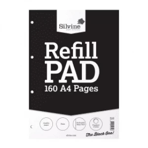 Image of Silvine A4 Plain Refill Pad, Headbound, Perforated & Punched 160 Pages