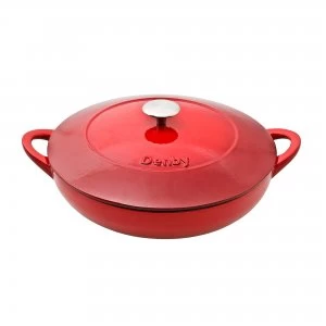 image of Denby Pomegranate Cast Iron 30Cm Shallow Casserole