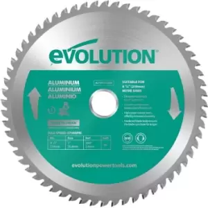 image of Evolution 210mm Aluminium Cutting 60 Tooth Tungsten carbide Tipped Saw Blade