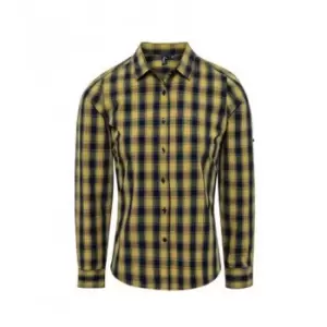 Image of Premier Womens/Ladies Mulligan Check Long Sleeve Shirt (L) (Camel/Navy)