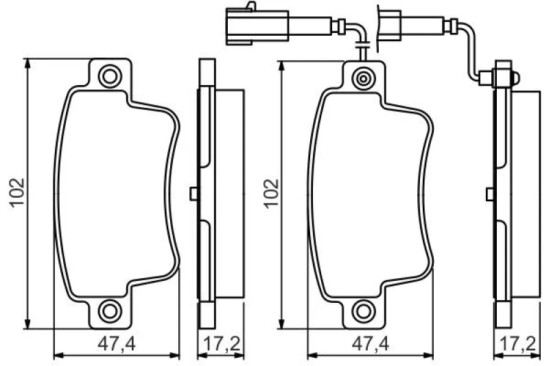 Image of Bosch 0 986 495 355 Brake pad set with integrated wear sensor, with anti-squeak plate Low-Metallic Brake Pad Set,disc brake (402)