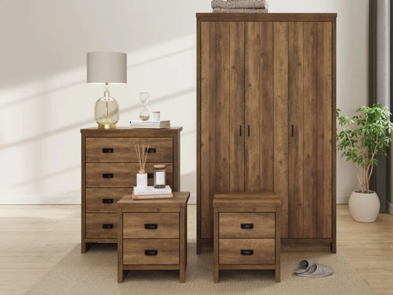 Image of GFW GFW Boston 4 Piece 3 Door Wardrobe Set - Oak