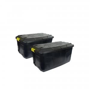 Image of Charles Bentley Strata 2 x 145L Heavy Duty Trunk on Wheels Block Black Reprocessed Material