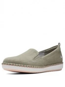 Image of Clarks Cloudsteppers Step Glow Slip Espadrilles - Olive Size 4, Women