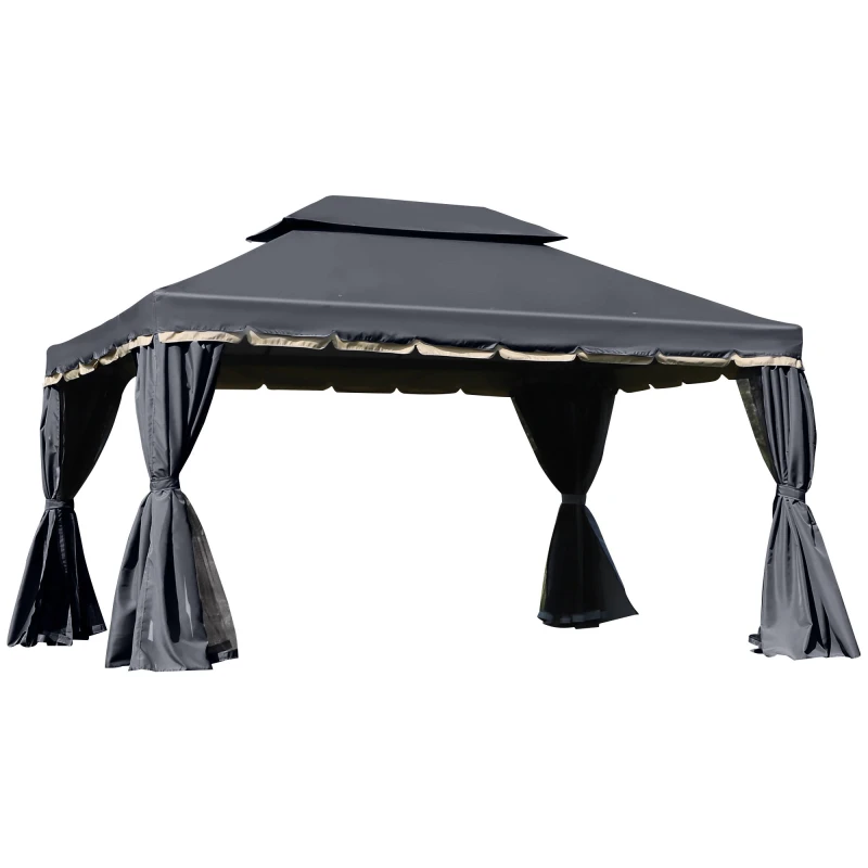 Image of Outsunny 3 x 4m Aluminium Gazebo Marquee Canopy Pavilion Patio Garden Party Tent Black