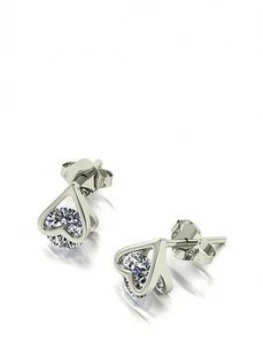 Image of Moissanite 9Ct White Gold 1.20Ct Total Heart Earrings